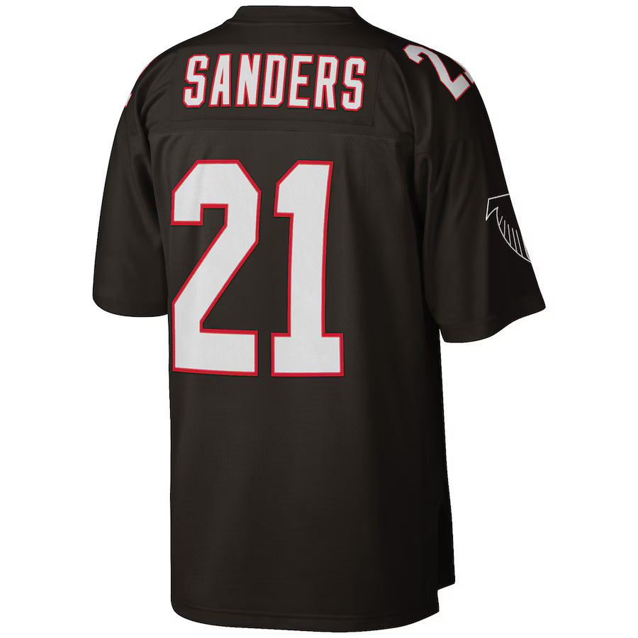 A.Falcons #21 Deion Sanders Mitchell & Ness Black Big & Tall 1992 Retired Player Replica Jersey