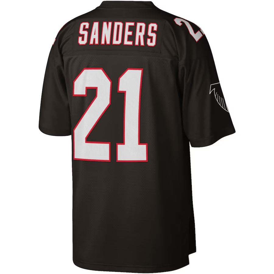 A.Falcons #21 Deion Sanders Mitchell & Ness Black Legacy Replica Jersey