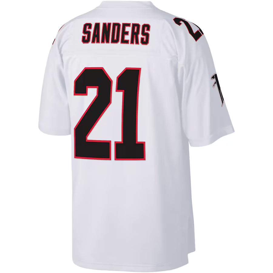 A.Falcons #21 Deion Sanders Mitchell & Ness White Big & Tall 1992 Retired Player Replica Jersey