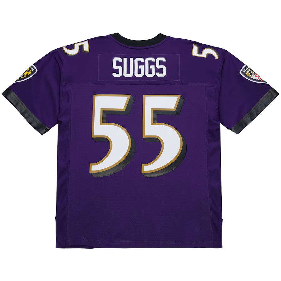 B.Ravens #55Terrell Suggs Mitchell & Ness Purple 2003 Legacy Replica Jersey