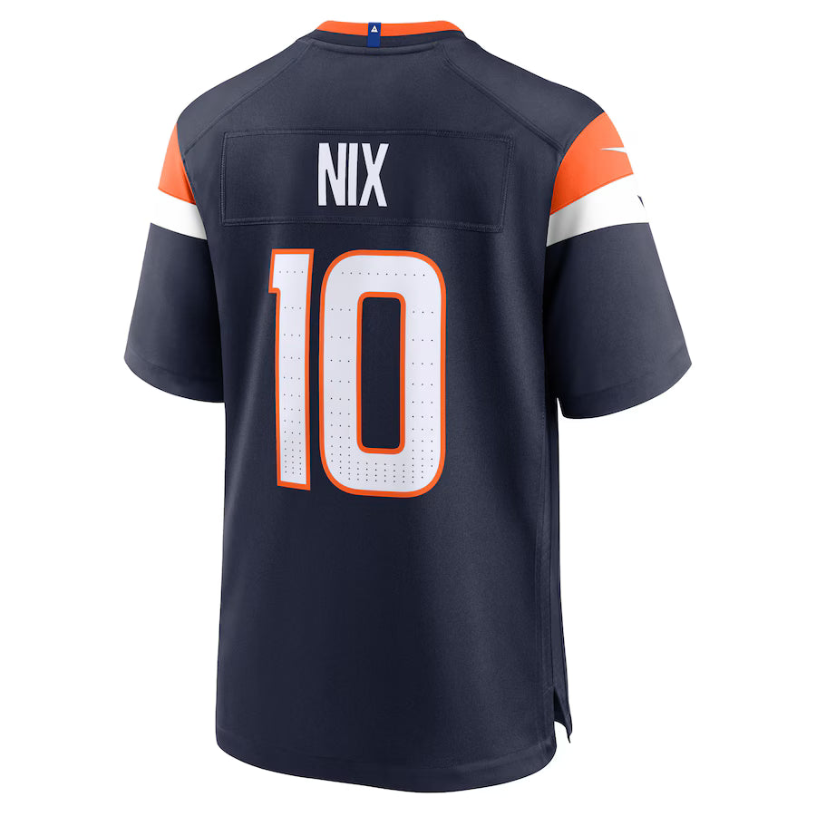 D.Broncos #10 Bo Nix Navy Game Jersey Stitched American Football Jerseys