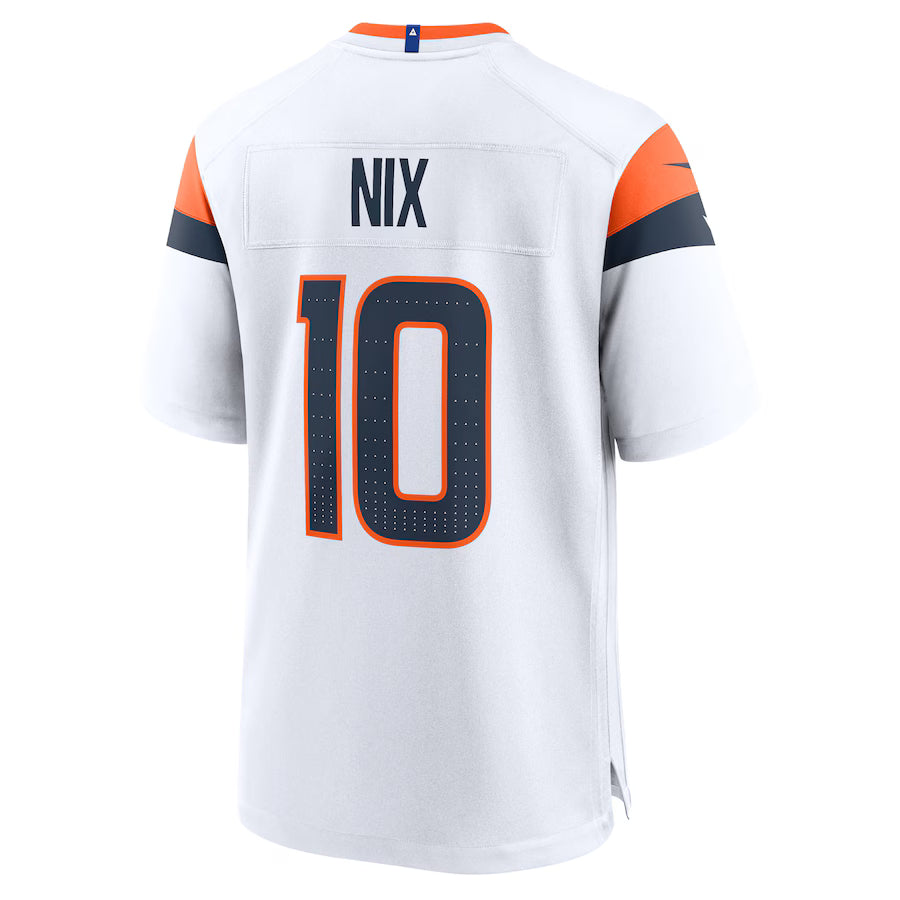 D.Broncos #10 Bo Nix White Game Jersey Stitched American Football Jerseys