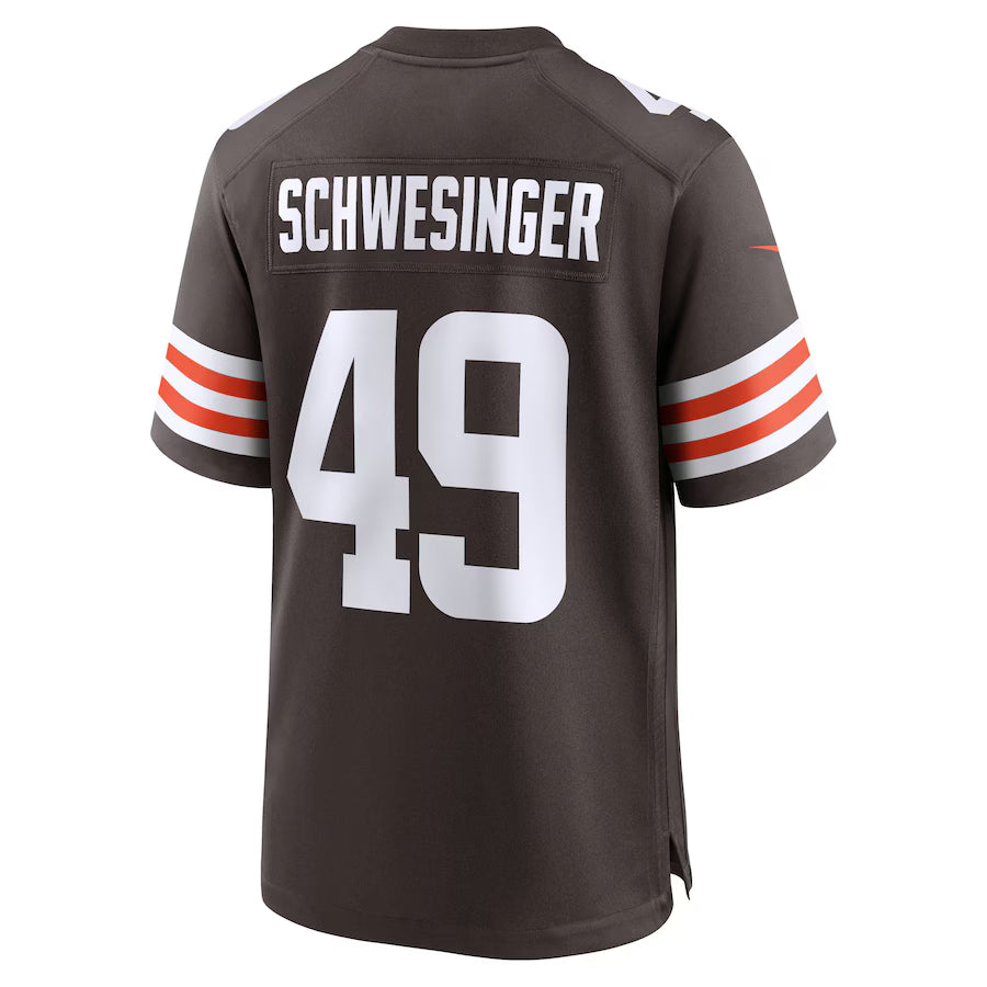 C.Browns #49 Carson Schwesinger Brown Game Jersey Stitched American Football Jerseys