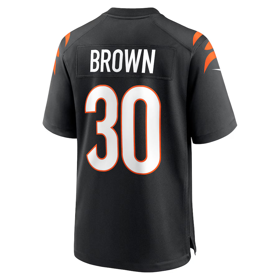 C.Bengals #30 Chase Brown Black Game Jersey Stitched American Football Jerseys