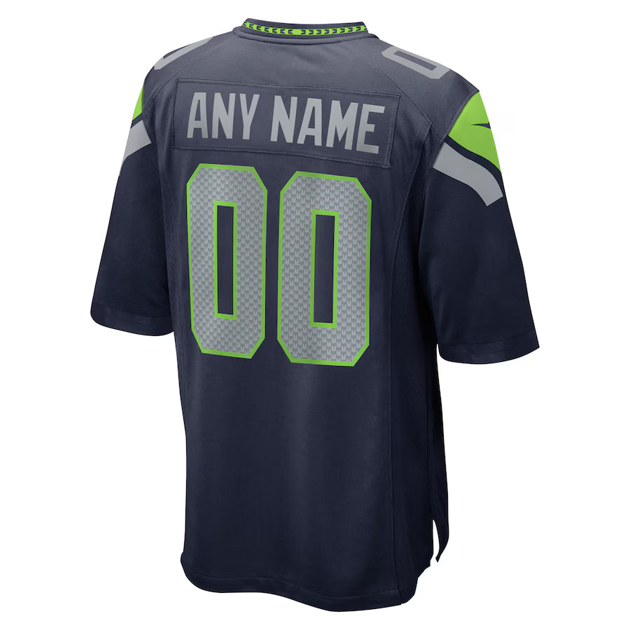 Custom S.Seahawks Navy Game Jersey Stitched American Football Jerseys
