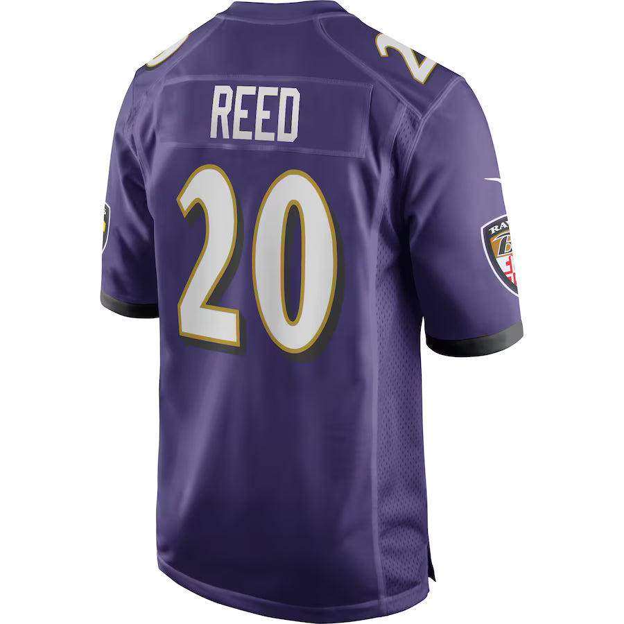B.Ravens #20 Ed Reed Purple Game Jersey Stitched American Football Jerseys