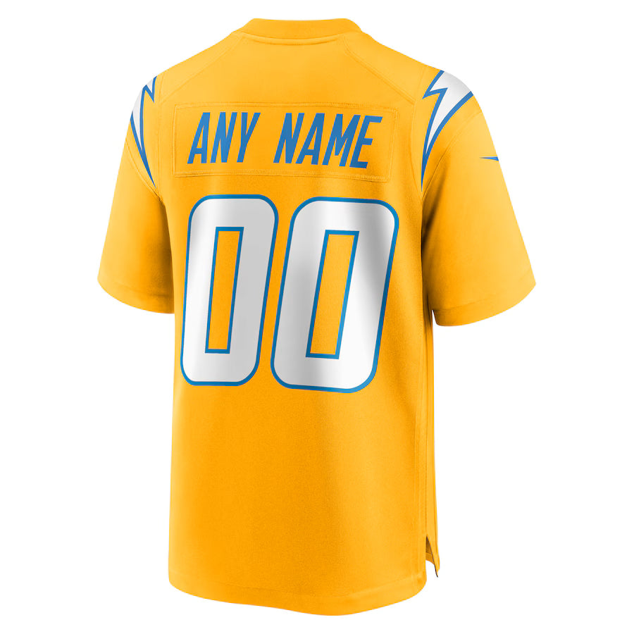 Custom LA.Chargers Gold Game Jersey Stitched American Football Jerseys