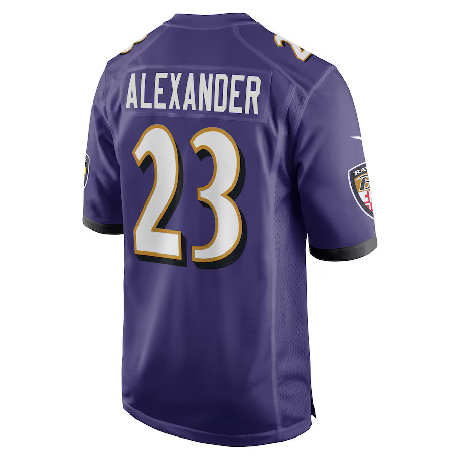 B.Ravens #23 Jaire Alexander Purple Game Jersey Stitched American Football Jerseys