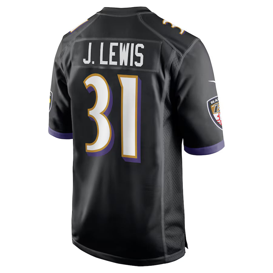 B.Ravens #31 Jamal Lewis Black Game Jersey Stitched American Football Jerseys