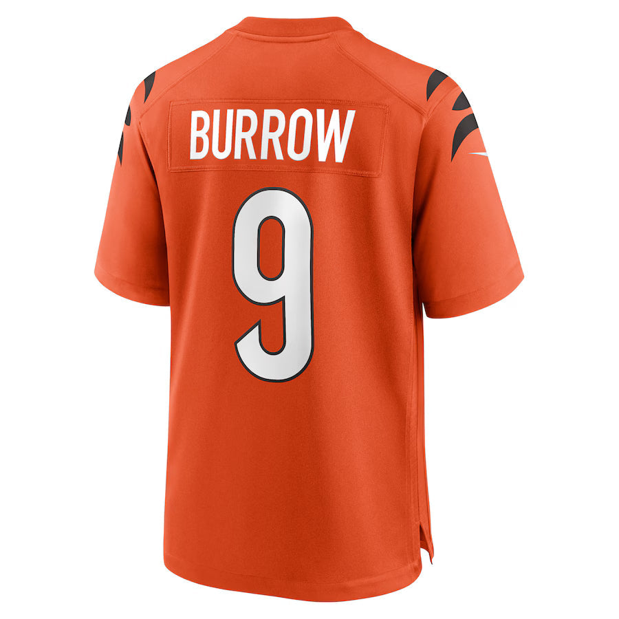 C.Bengals #9 Joe Burrow Orange Game Jersey Stitched American Football Jerseys