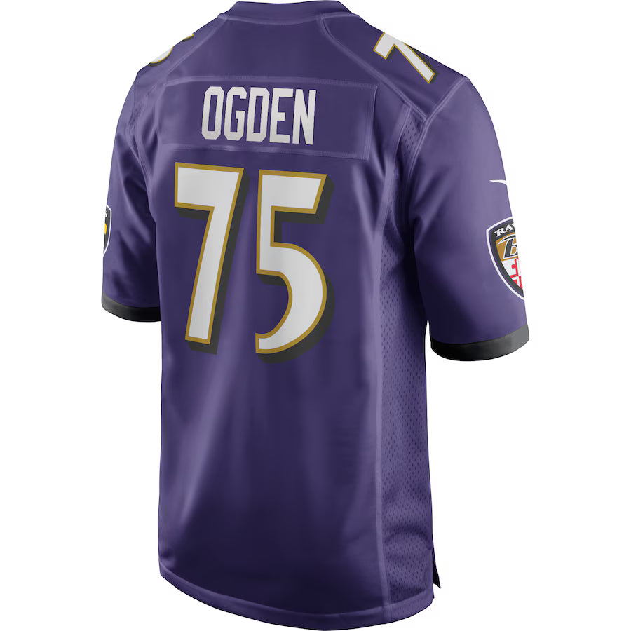 B.Ravens #75 Jonathan Ogden Purple Game Jersey Stitched American Football Jerseys