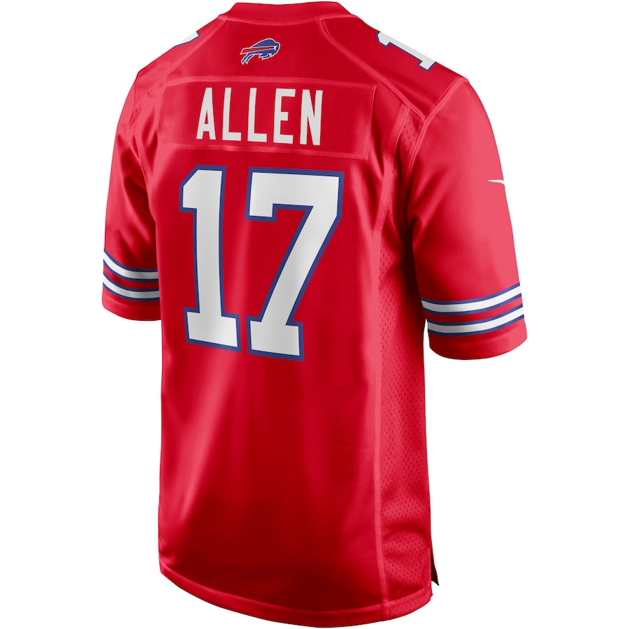 B.Bills #17 Josh Allen Red Game Jersey Stitched American Football Jersey