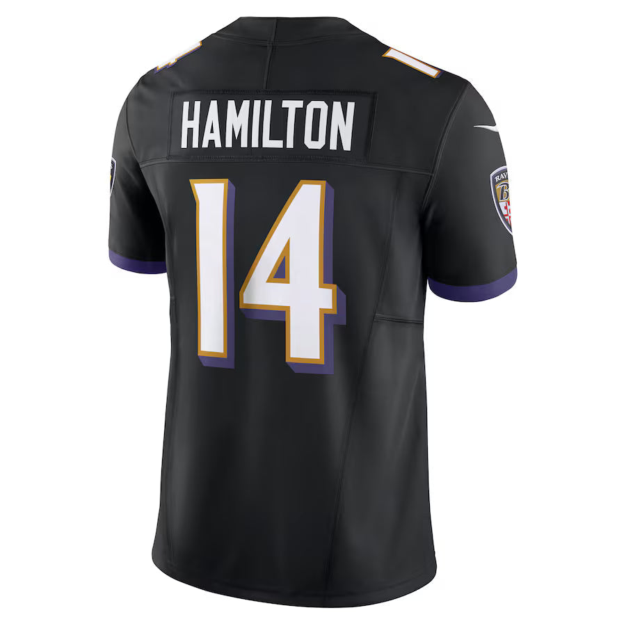 B.Ravens #14 Kyle Hamilton Black Vapor F.U.S.E. Limited Jersey Stitched American Football Jerseys