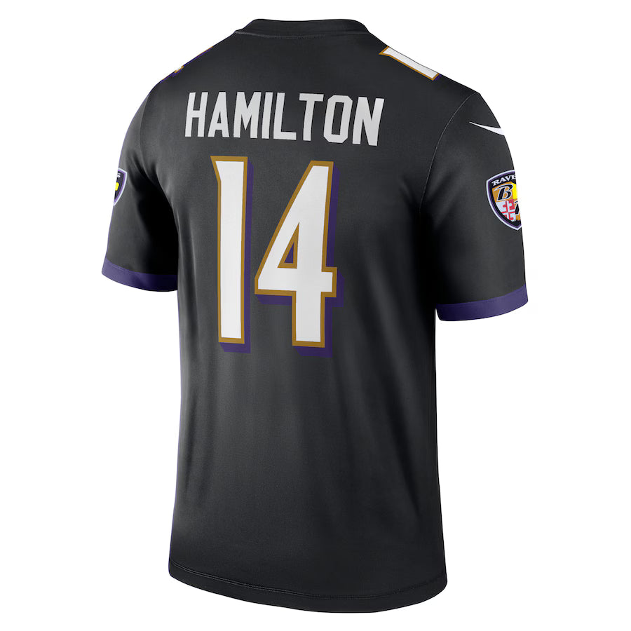 B.Ravens #14 Kyle Hamilton Black Game Jersey Stitched American Football Jerseys