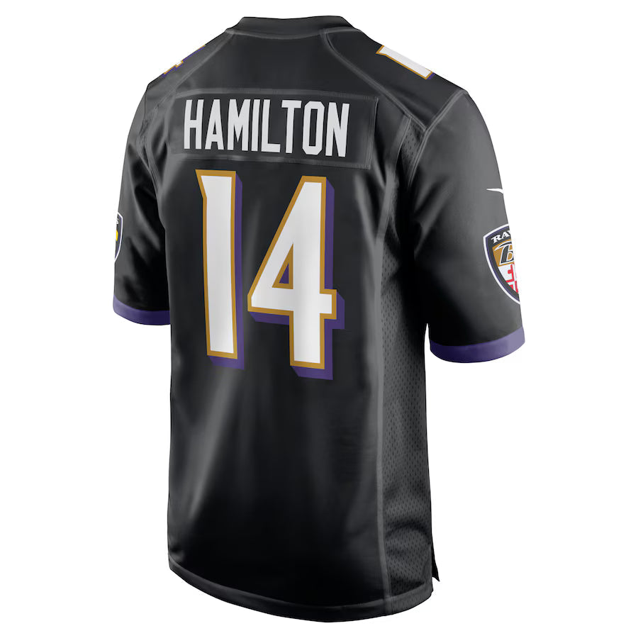 B.Ravens #14 Kyle Hamilton Black Game Jersey Stitched American Football Jerseys