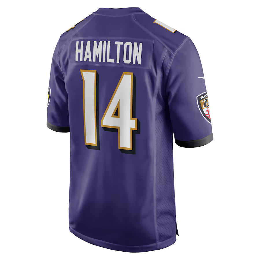 B.Ravens #14 Kyle Hamilton Purple Game Jersey Stitched American Football Jerseys