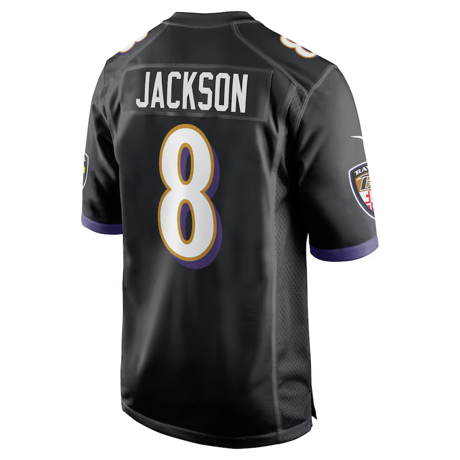 B.Ravens #8 Lamar Jackson Black Game Jersey Stitched American Football Jerseys