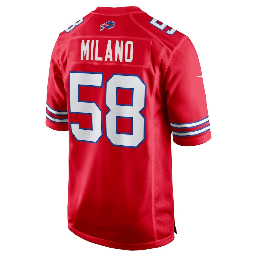 B.Bills #58 Matt Milano Red Game Jersey Stitched American Football Jerseys