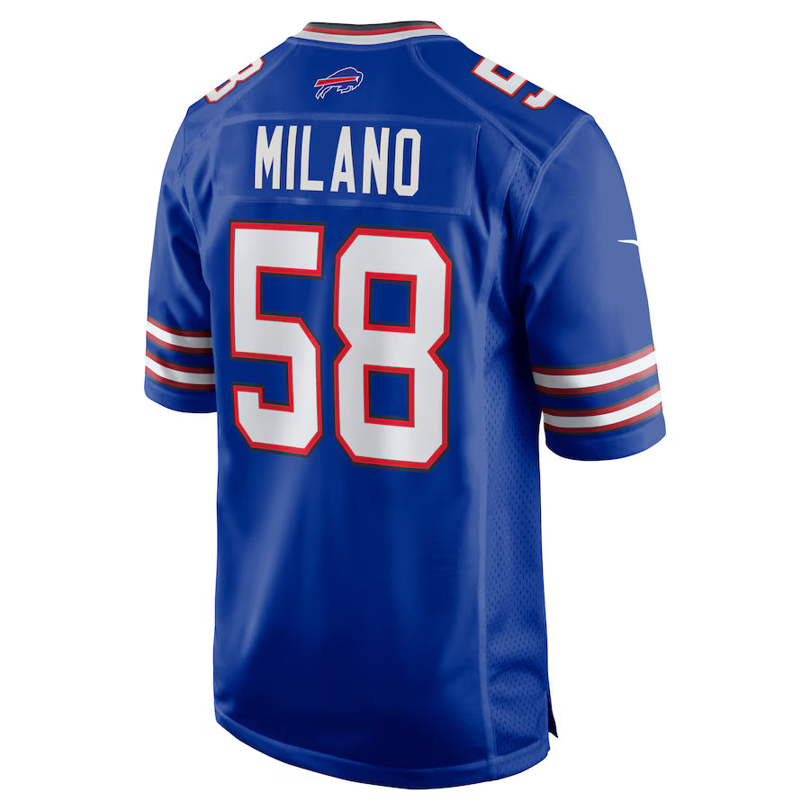 B.Bills #58 Matt Milano Royal Game Jersey Stitched American Football Jerseys