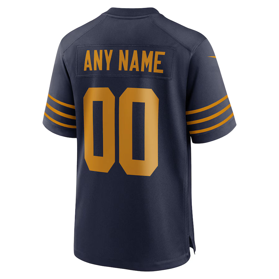 Custom GB.Packers Navy Game Jersey Stitched American Football Jerseys
