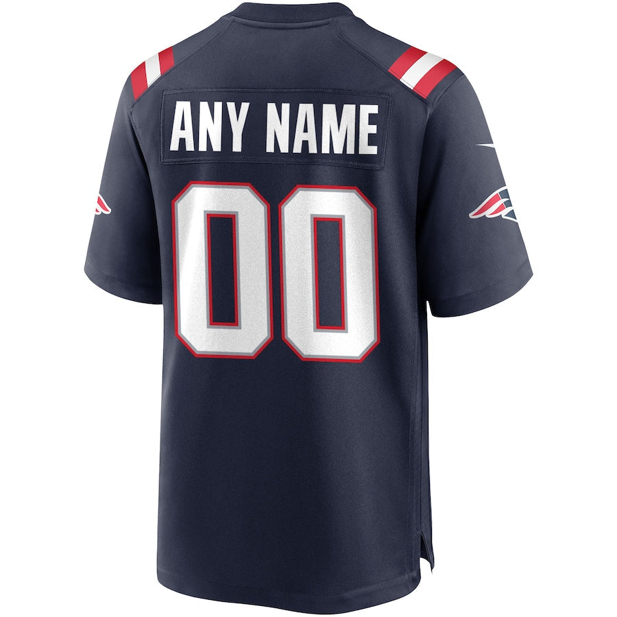Custom NE.Patriots Navy Game Jersey Stitched American Football Jerseys