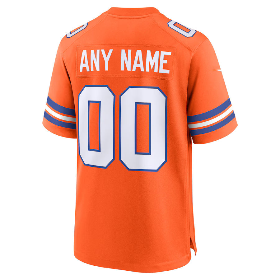 Custom D.Broncos Orange Game Jersey Stitched American Football Jersey