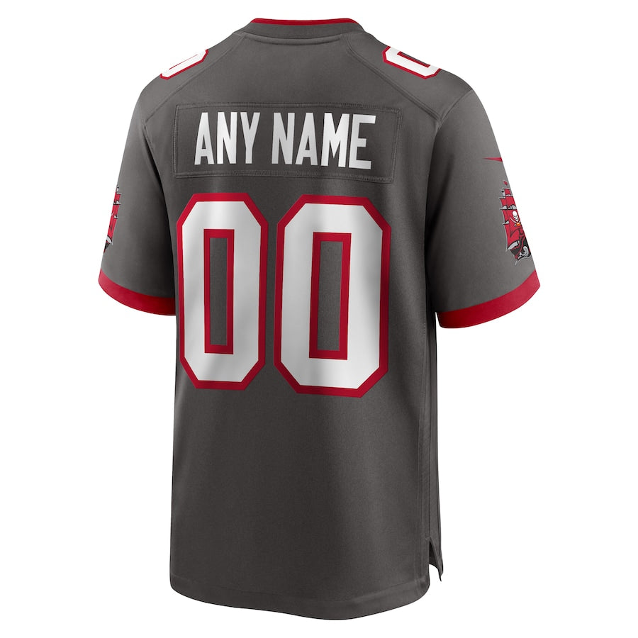 Custom TB.Buccaneers Pewter Game Jersey Stitched American Football Jerseys