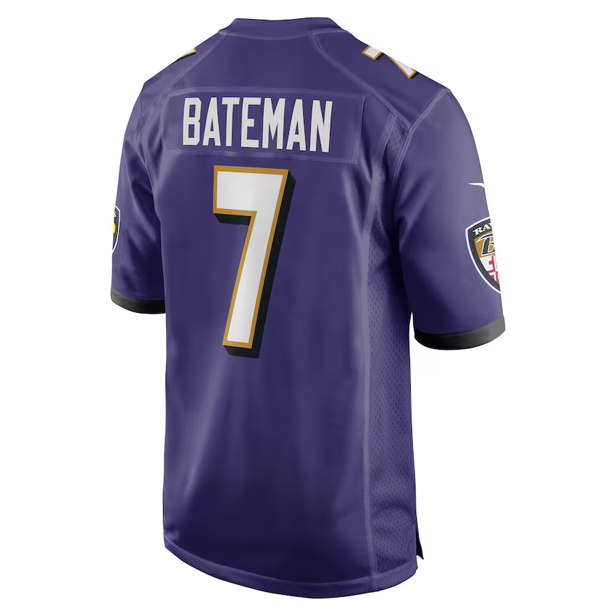 B.Ravens #7 Rashod Bateman Purple Game Jersey Stitched American Football Jerseys