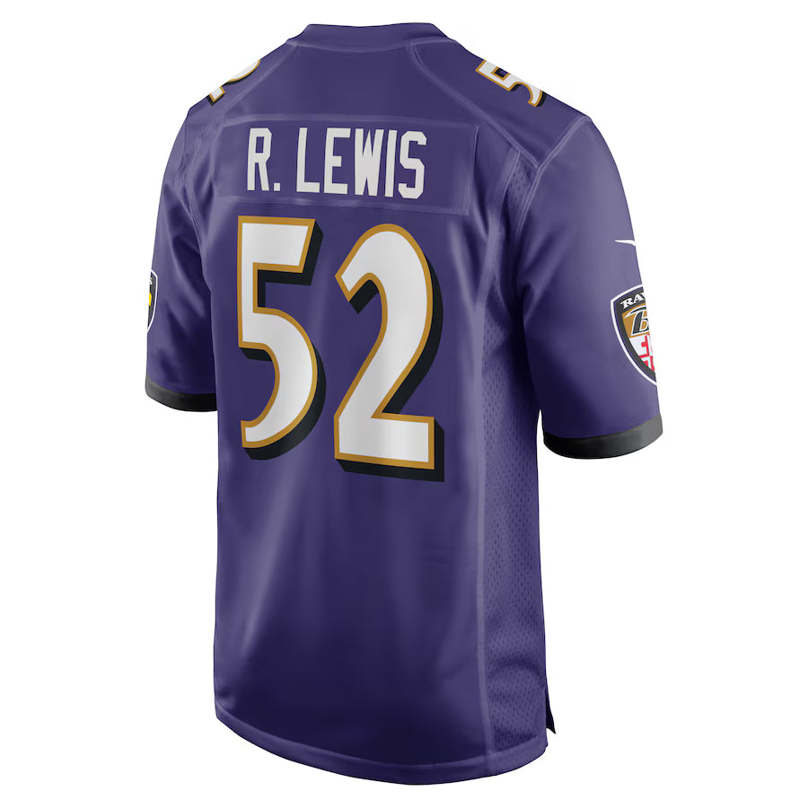 B.Ravens #52 Ray Lewis Purple Game Jersey Stitched American Football Jerseys