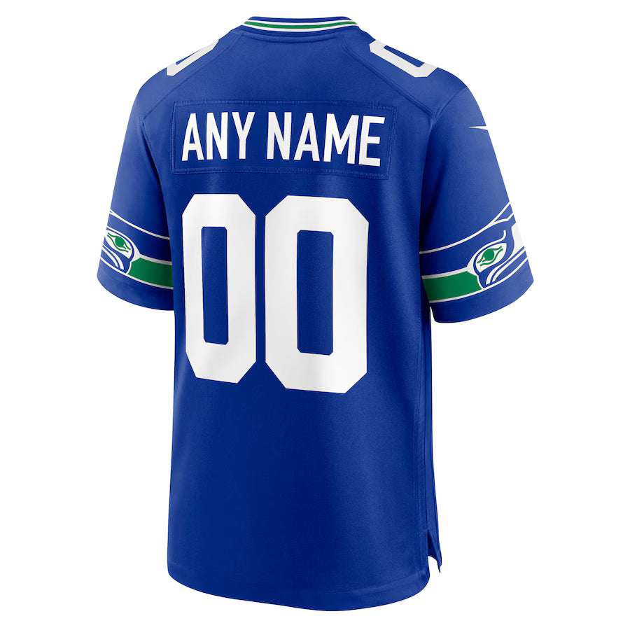 Custom S.Seahawks Royal Game Jersey Stitched American Football Jerseys
