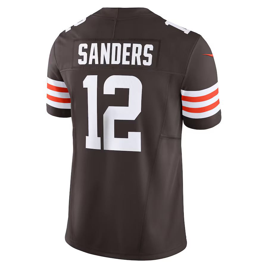 C.Browns #12 Shedeur Sanders Brown Vapor F.U.S.E. Limited Stitched Football Jerseys