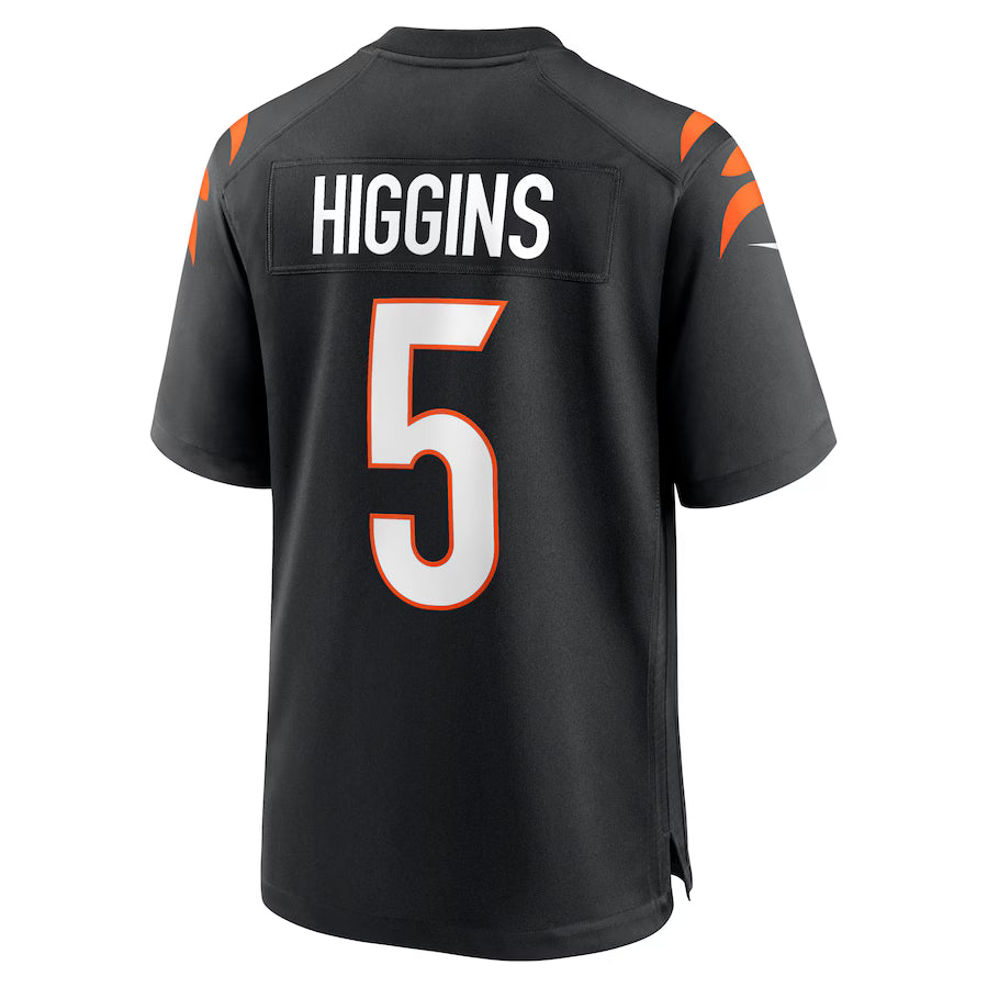 C.Bengals #5 Tee Higgins Black Game Jersey Stitched American Football Jerseys