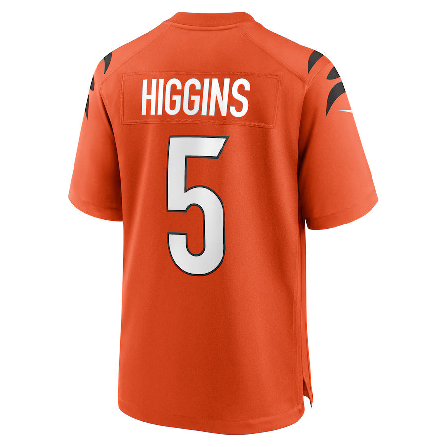 C.Bengals #5 Tee Higgins Orange Game Jersey Stitched American Football Jerseys