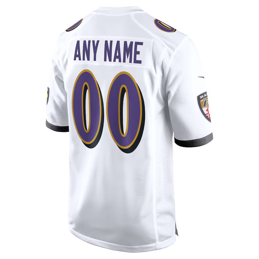 Custom B.Ravens White Game Jersey Stitched American Football Jerseys