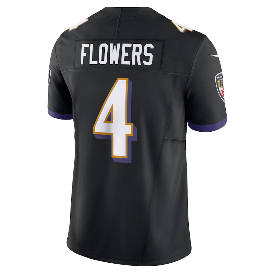 B.Ravens #4 Zay Flowers Black Vapor F.U.S.E. Limited Jersey Stitched American Football Jerseys