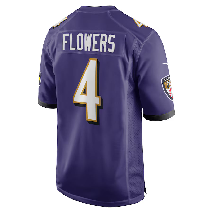 B.Ravens #4 Zay Flowers Purple Game Jersey Stitched American Football Jerseys