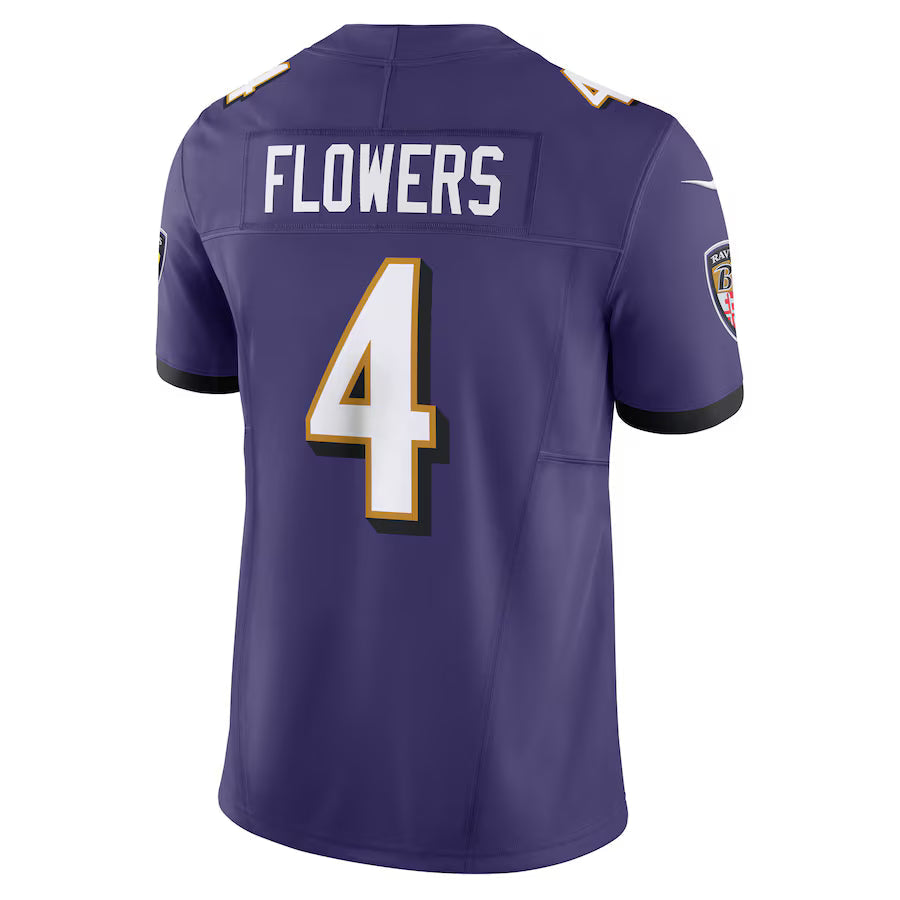 B.Ravens #4 Zay Flowers Purple Vapor F.U.S.E. Limited Jersey Stitched American Football Jerseys