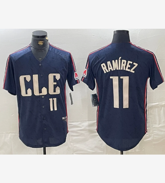 Cleveland Guardians #11 Jose Ramirez Number Navy 2024 City Connect Limited Stitched Baseball Jerseys