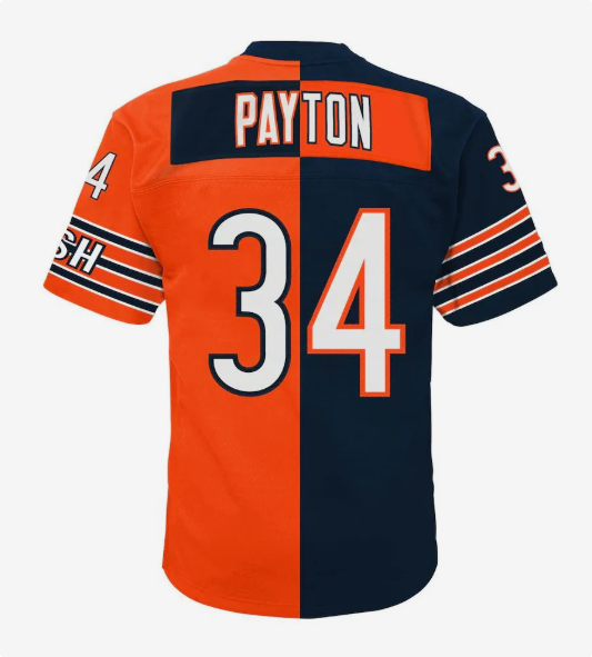 C.Bears #34 Walter Payton Mitchell & Ness NavyOrange 1985 Split Legacy Replica Jersey Stitched American Football Jerseys
