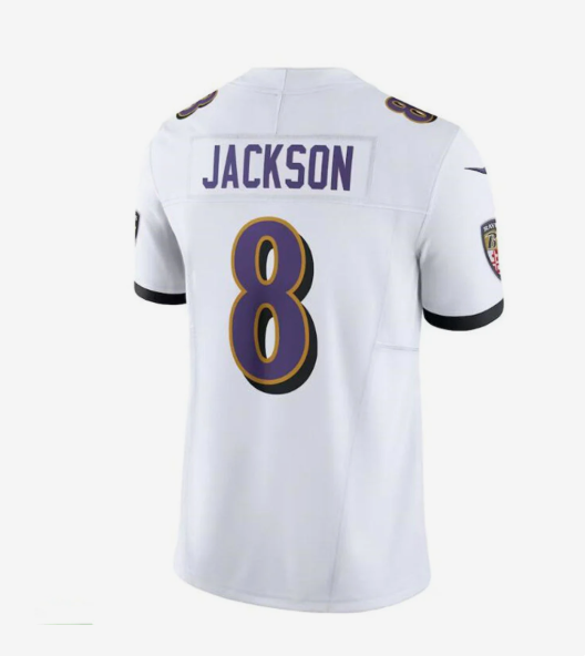 B.Ravens #8 Lamar Jackson White Vapor F.U.S.E. Limited Jersey Stitched American Football Jerseys