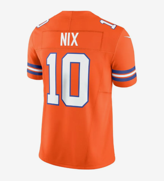 D.Broncos #10 Bo Nix Orange Vapor F.U.S.E. Limited American Football Jersey