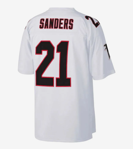 A.Falcons #21 Deion Sanders Mitchell & Ness White Big & Tall 1992 Retired Player Replica Jersey Stitched American Football Jerseys