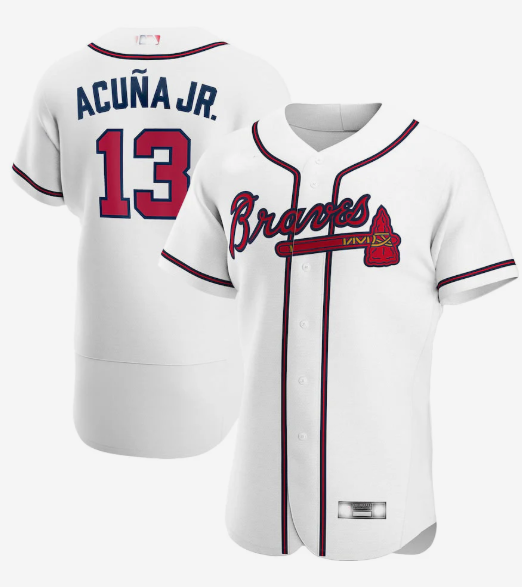 Atlanta Braves #13 Ronald Acuna Jr. White Home Authentic Player Jersey Stitches Baseball Jerseys