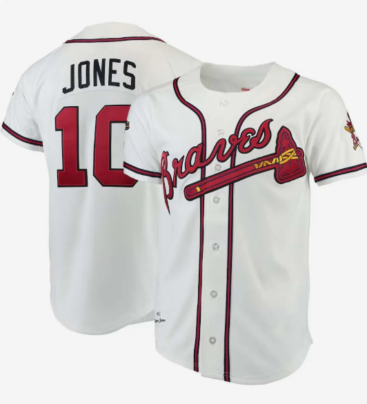 Atlanta Braves #10 Chipper Jones Mitchell & Ness Authentic Jersey - White Stitched Baseball Jersey